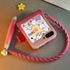 Etui do Samsung z flip6 Urocze Etui na Telefon do Samsung Galaxy Z Flip6 ze Stylusem, Kawaii Etui z flip 6 3D Królik Senny Kolor Czerwony Różowy Pokrowiec