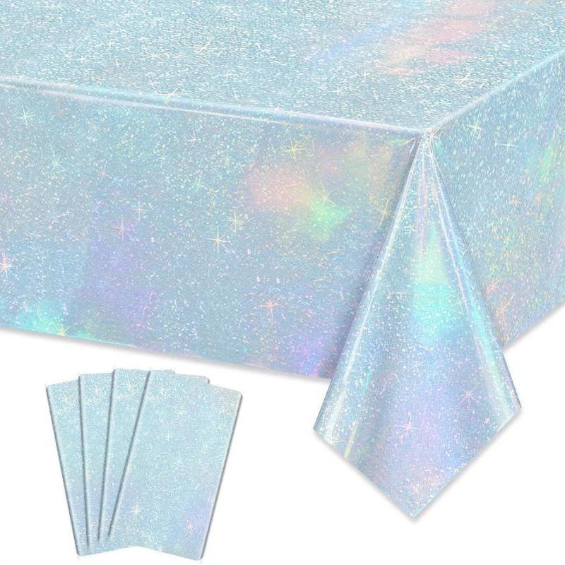 Iridescent Disposable Tablecloth Rainbow Laser Birthday Decoration Tablecloth For Bridal Wedding Party Supplies