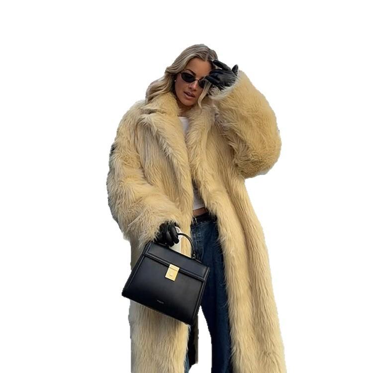 European and American temperament imitation fur fashion warm long top temperament comfortable new coat women