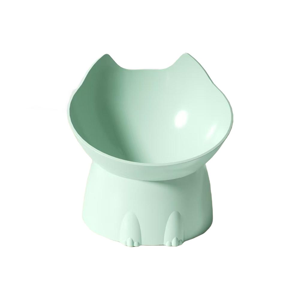 1pc WhiskerWare Elevated Cat Bowl, Anti-Tip Plastic Raised Pet Feeding Dish with Tilted Edge, Neck Protection Kitty Food