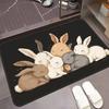 Cute Rabbit Print Welcome Mat Reborn Rabbit Indoor and Outdoor Universal Non-slip Floor Mat Soft Carpet for Kitchen and Bathroom
