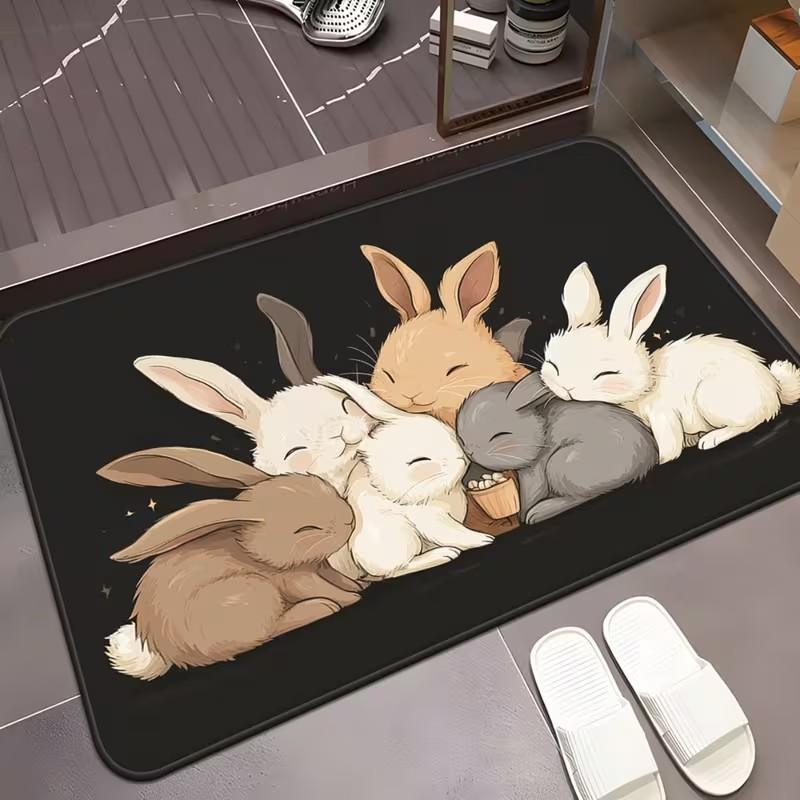 

Easter Cute Rabbit Floor Mat - Soft and Non-slip Area Carpet Holiday Home Decoration Welcome Mat Kitchen Mats for Floor 40x60cm