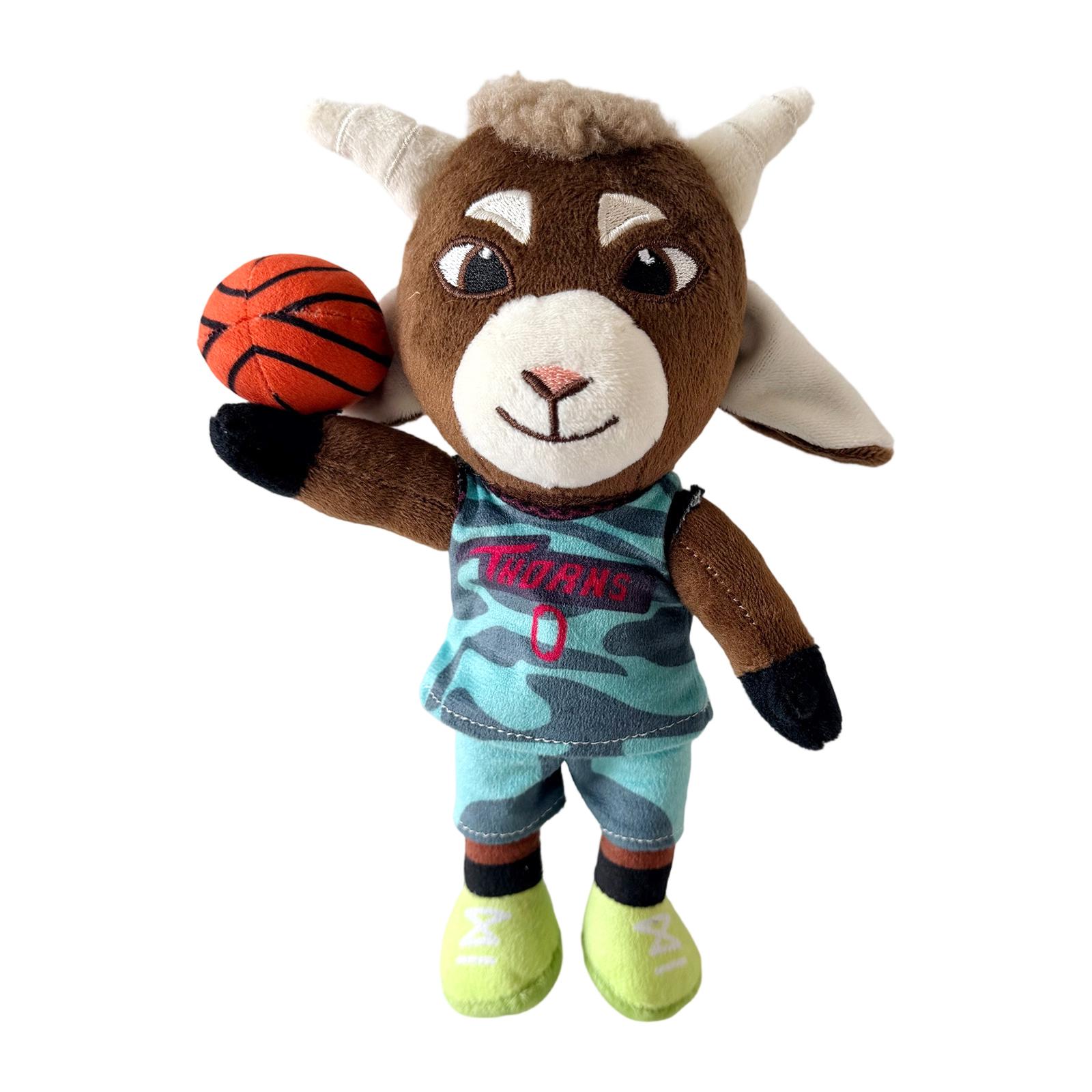 

Plush Goat Basketball Player Stuffed Animal Soft Toy with Jersey and Ball Kids Collectible Doll for Playroom Display or Gift One Size