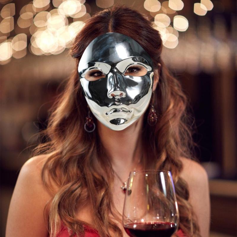 Masquerade Mask Metallic Color Mask Halloween Mask Full Face Mask For Women Men Cosplay Masquerade Costume Accessories