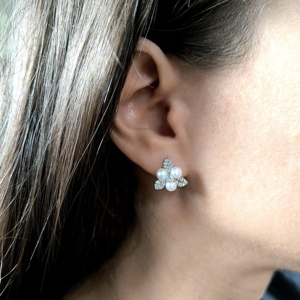 Cercei din argint cu perle naturale, zirconiu cubic (2160267)