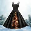 Women's Christmas Print Casual Fashion Round Neck Mid-Length Dress