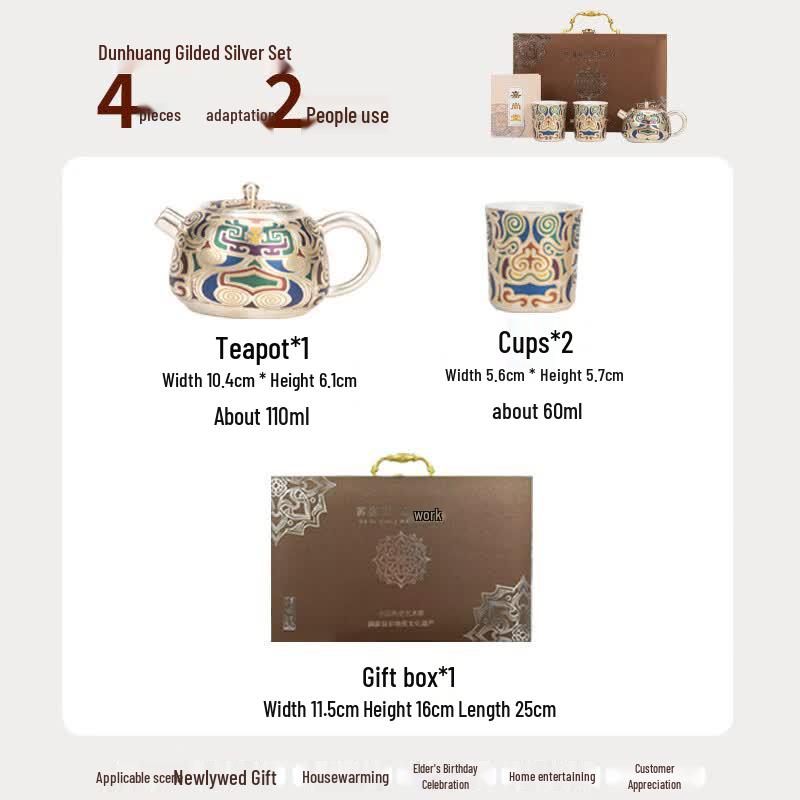Dunhuang Cultural Creative Silver-Plated Tea Set Gift Box