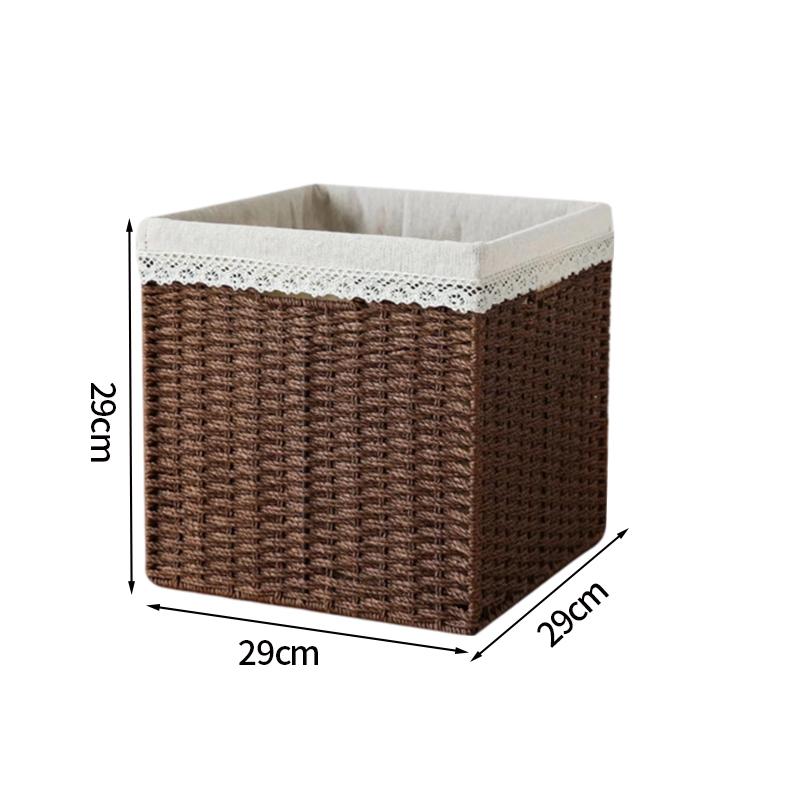 Imitation Wicker Storage Basket Large Hand Woven Storage Box For Bathroom Kitchen Drawer Clothes Sundries Storage Organizer