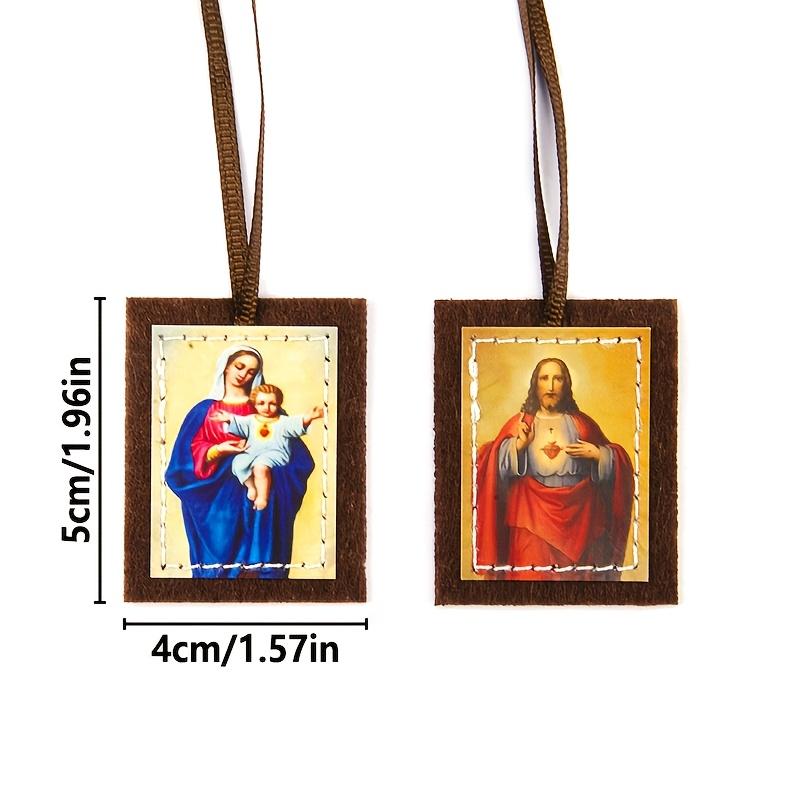Religious Scapular Pendants with HD Mary Print Small Portable Gift for Car Home Daily Decor