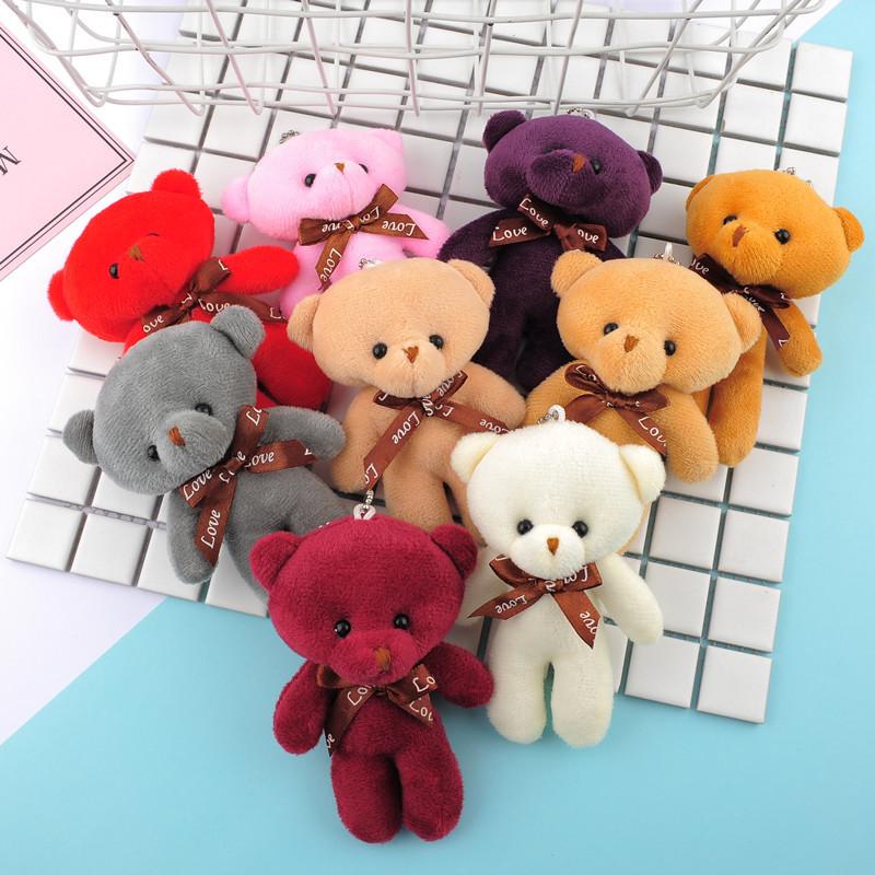 30Pcs New 21Color Tiny Bear Plush Doll Keychain 12Cm Cute Colorful Bear Animal Stuffed Plush Toys Girl Bag Pendant Children Gift