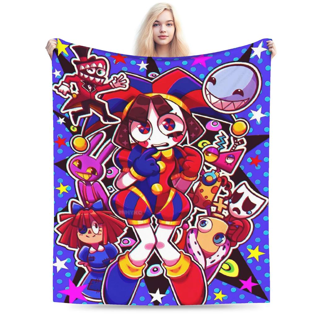 Anime The Amazing Digital Circus Blanket Travel Flannel Throw Blanket For Couch Chair Sofa Bed Super Soft Bedspread Gift