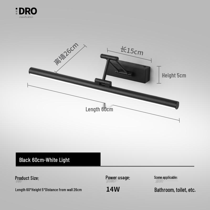 Nordic Minimalist LED Vanity Light: Punch-Free Bathroom Mirror Cabinet with Tricolor Makeup Lighting.