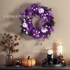 45cm Plastic Halloween Wreath With LED Lights Door Hanging Decor Party Festival Home Garden Decoration