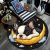 Sleeping Puppy Round Area Rug,Carpet Rug for Living Room Bedroom Sofa Playroom Decor,Non-slip Floor Mat