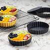 KIUKIU Tart Pans with Removable Bottoms, Set of 6, 10cm and 3-inch Pie Pans, Design Baking Supplies