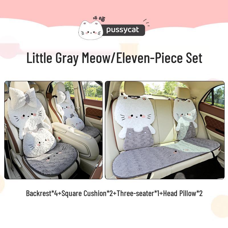Women's Winter Plush Cartoon Car Seat Cushion - Warm Half-Wrap, Small Waist Design