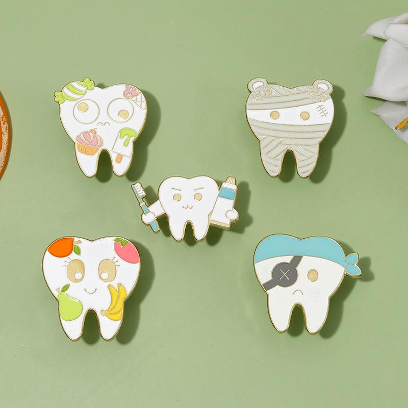 Zdrowie Jamy Ustnej Zębów Emaliowane Przypinki Plomba Bandaż Szczoteczka do Zębów Pasta do Zębów Dentysta Broszka Klapowa Plecak Odznaka Biżuteria Prezenty dla Przyjaciół