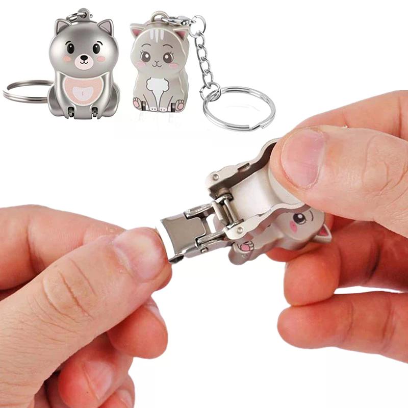 1 Pcs Exquisite Kitten Puppy Shape Keychain Foldable Nail Clipper Stainless Steel Rotary Toenail & Fingernail Manicure Trimmer