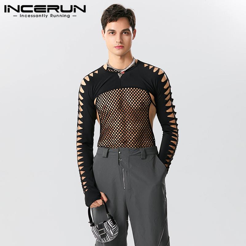 

INCERUN Черные женские прозрачные тонкие топы с открытой спиной