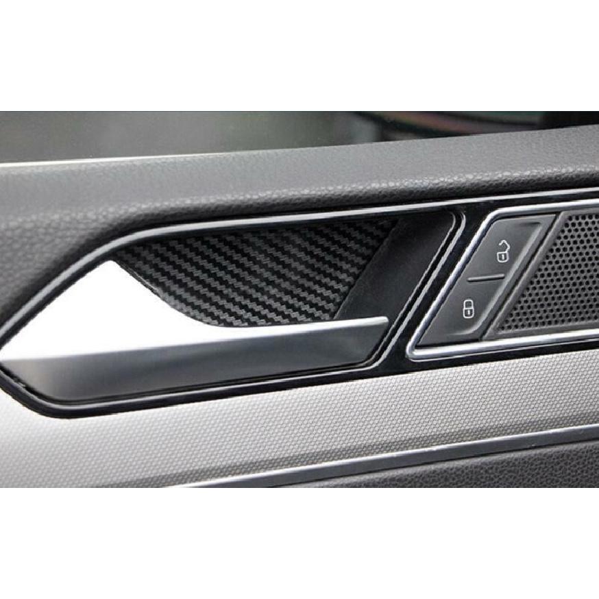 Car Inner Door Handle Cover Trim Fit For Vw Passat B8 2016-18 Steel Carbon Fiber
