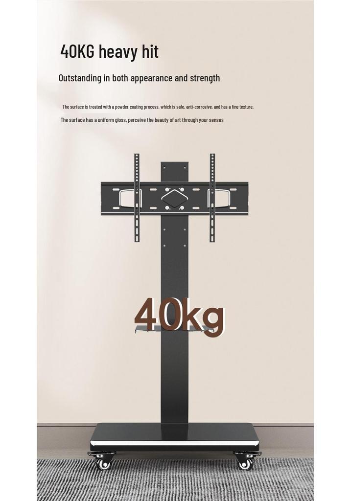 Mobile TV Stand with Wheels, Adjustable 360° Rotation, and Universal TV Mount for Horizontal & Vertical Screens