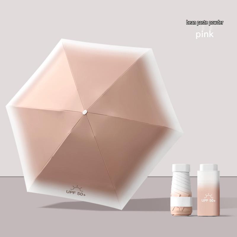 New Macaron Color Five-Fold Ultra-Light Sun Protection Compact Mini Umbrella with Buckle Handle