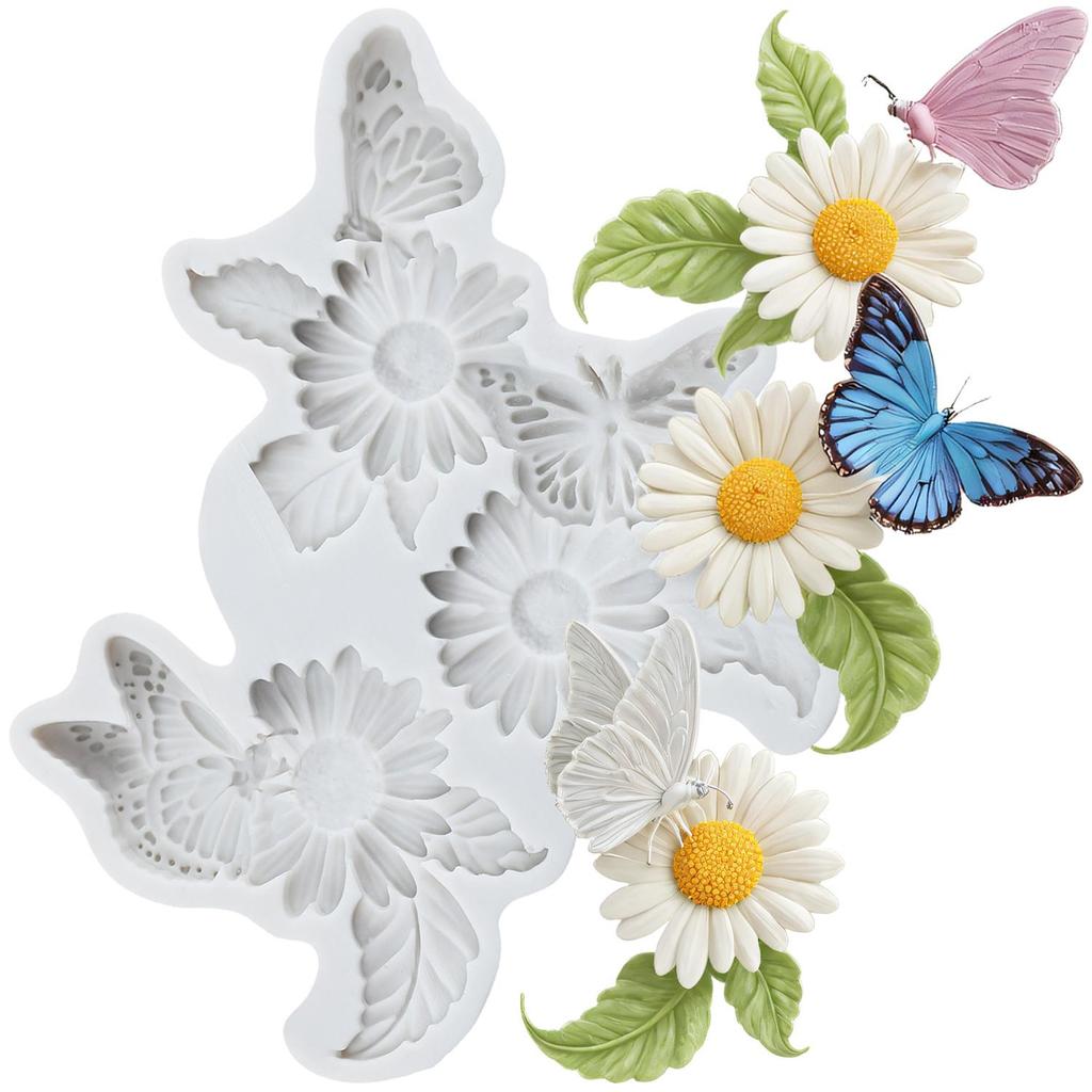 Daisy Flower Silicone Mold Butterfly Fondant Molds Cake Decorating Tools Theme Cake Dessert Decorated Chocolate Candy Mold