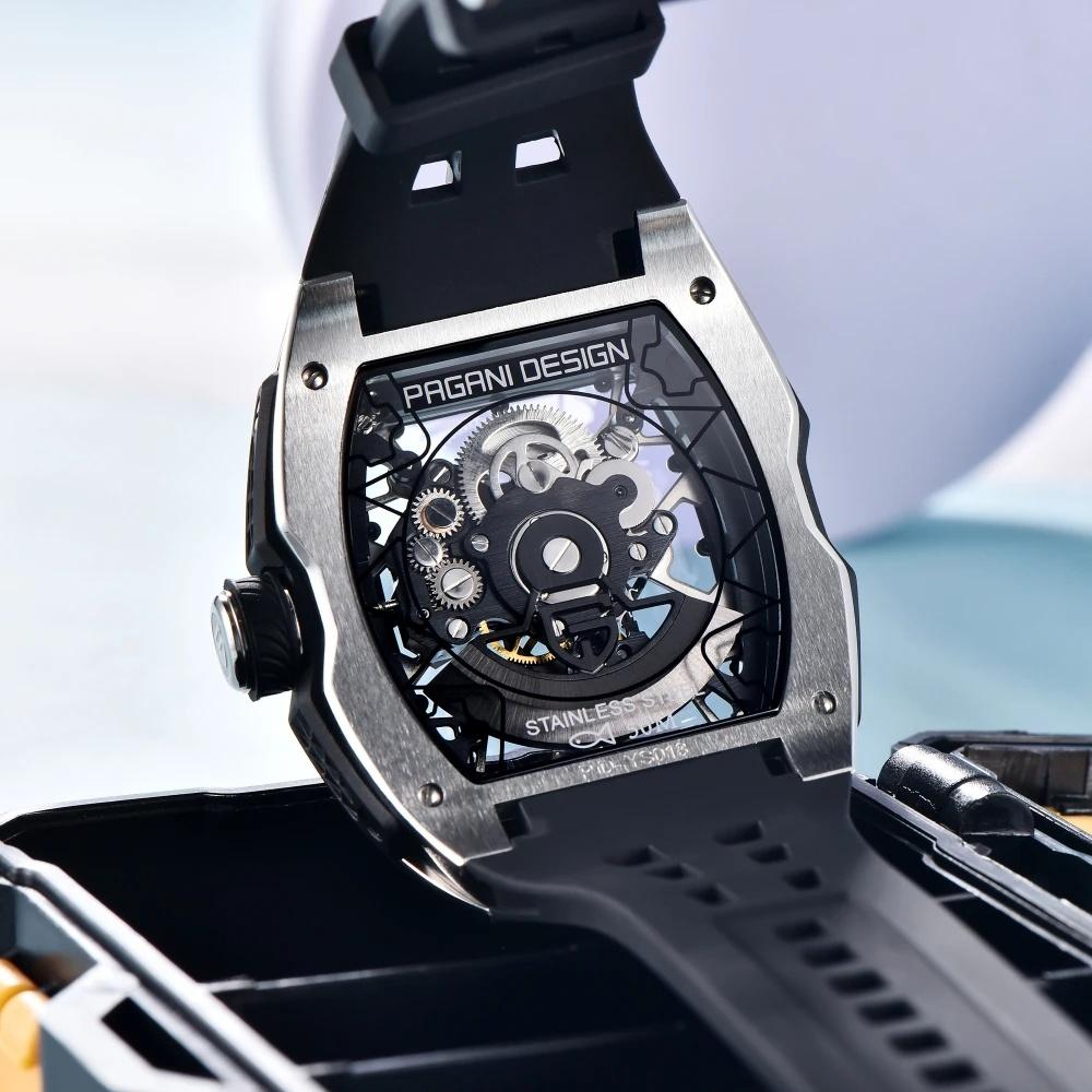 Pagani Design 42Mm Hollow Skeleton Men Mechanical Watches Luxury Sapphire Glass Automatic Watch 50M Waterproof Watch for Men
