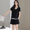 Summer Pajamas for Women: Modal Cotton Short-sleeve Long Pants, Round Neck, Bra Pad, Faux Two-piece High-end Ice Silk Loungewear