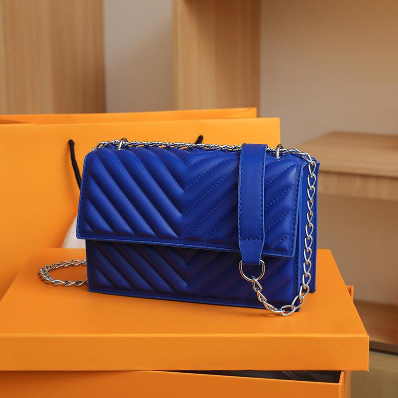 Solid Color New Trendy Fashionable and Beautiful Small Square Bag Textured Striped Women's Bag Retro Atmospheric Messenger Bag