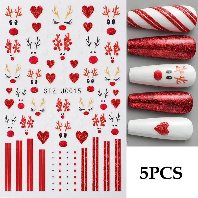 

5Pcs Cool Cartoon Laser Glitter Nail Art Stencils, Handy Self-Adhesive Nail Decoration and Manicure Transfers