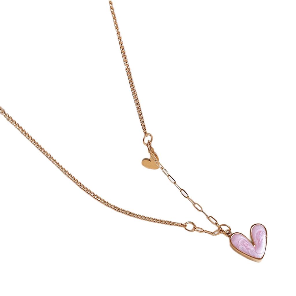 Small Heart Pendant Necklace Date Jewelry Stainless Steel Texture Suitable for Music Festivals and Fashion Shows