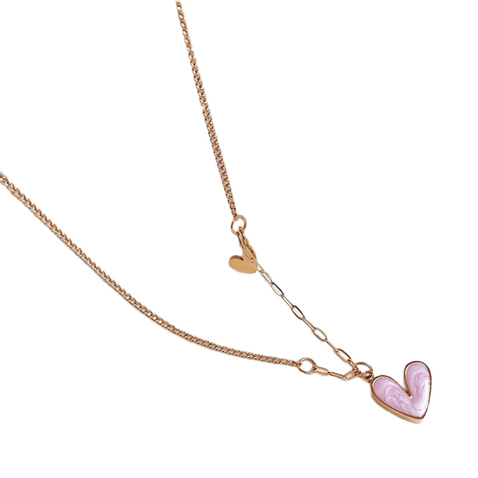 

Маленькое колье с подвеской в виде сердца, украшение для свиданий, текстура из нержавеющей стали, подходит для музыкальных фестивалей и показов мод розовый