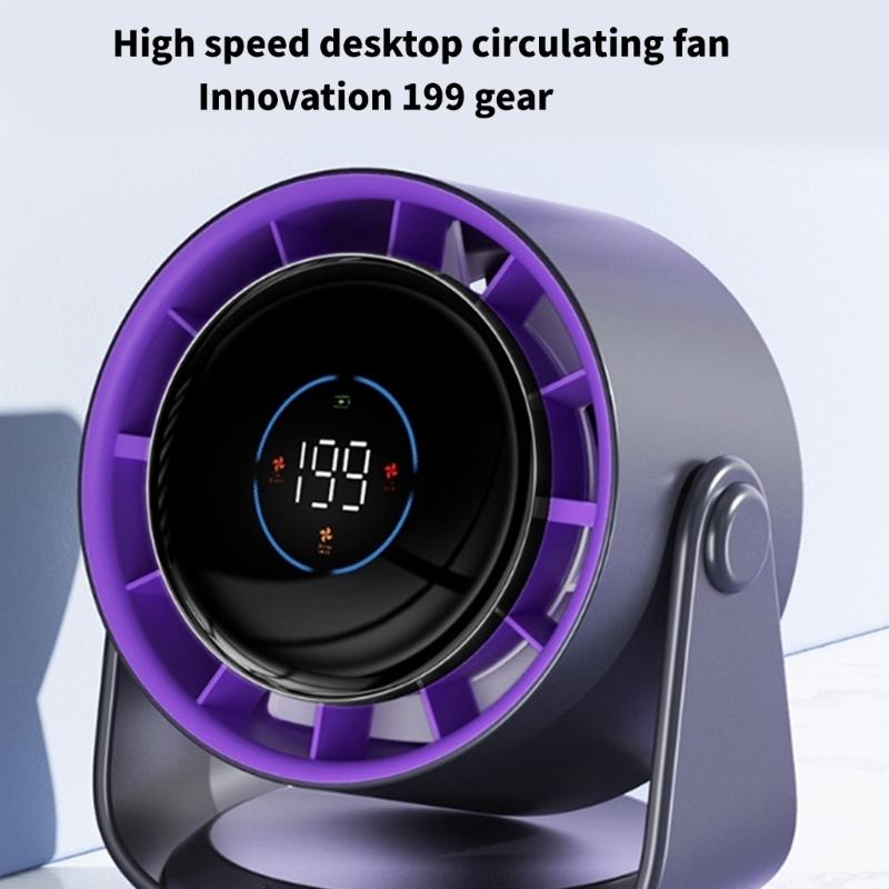 Quiet Powerful Fan Digital Display Fan 4000mAh Battery Fan ABS Texture Suitable for Bedroom Office and School Use