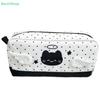 Black Polka-Dot Angel Cat Pencil Case,Large-Capacity Student Stationery Organizer