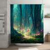 Mystic Forest Shower Curtain Magical Garden Pathway Decorative Bath Mats Greenery Wall Hanging Art For Bathroom (180X175Cm)