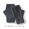 Winter Women 100% Merino Wool Mitts 15Cm Knitted Fingerless Gloves Thermal Gloves Semi Finger Lengthen Mittens Arm Warmers