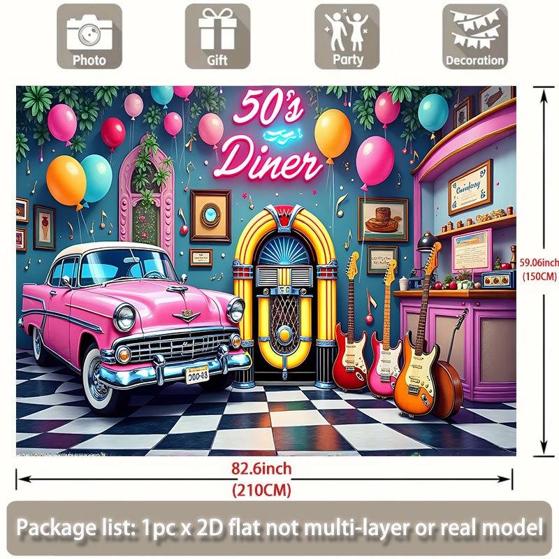 Two-dimensional Banner Polyester Background Fabric, with a Scene of a 1950s-style Restaurant On the Picture.