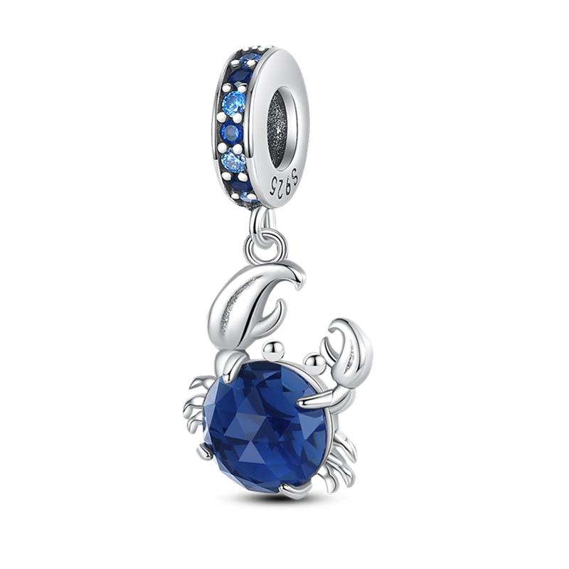 Original Copper Charms Beads Blue Crab Red Lobster Charms Pendant For Women Fine Diy Bracelet Jewelry Gifts