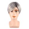 Synthetic Ombre Grey Men Haircut Short Straight Male Wigs with Side Parting Bangs Cosplay Smooth Natural Heat Resistant