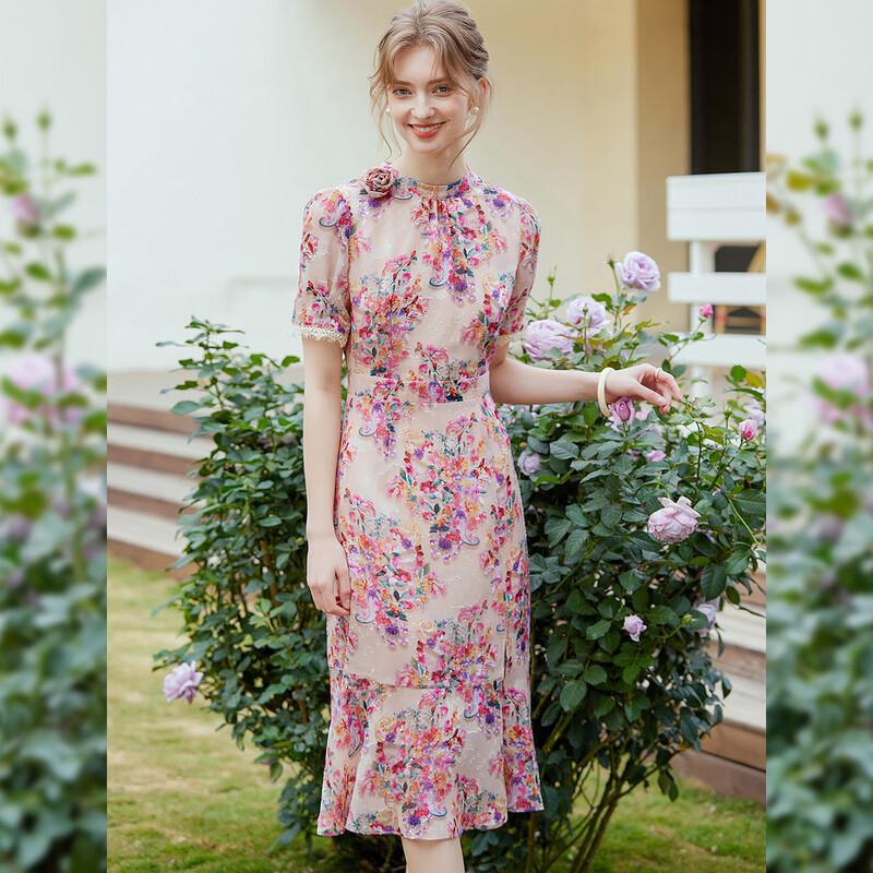 Bailuyu Fashion Printed Mermaid Dress S