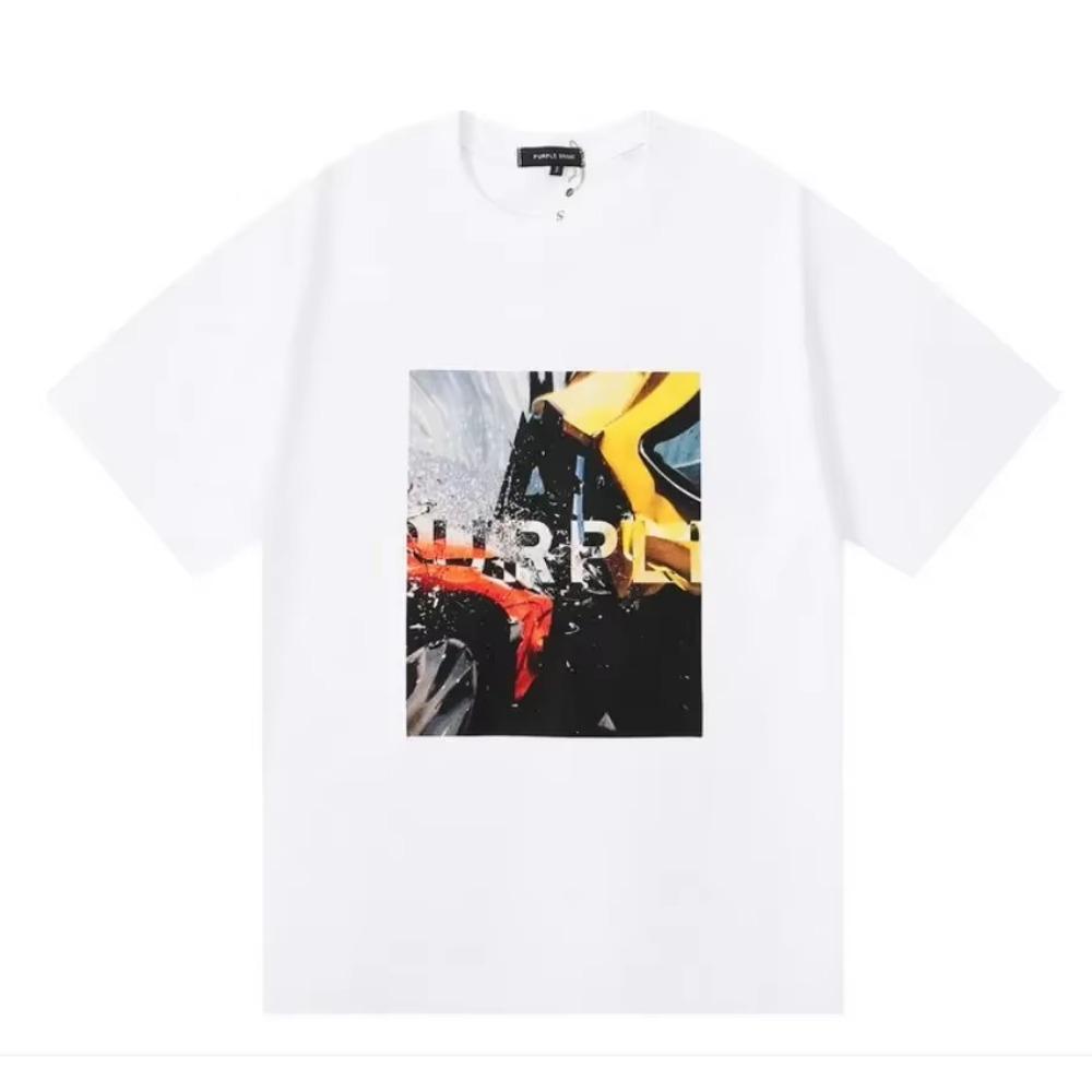 Purple Brand T Shirt Men Women Inset Crewneck Collar Regular Fit Cotton Print Tops US S-XL More Color