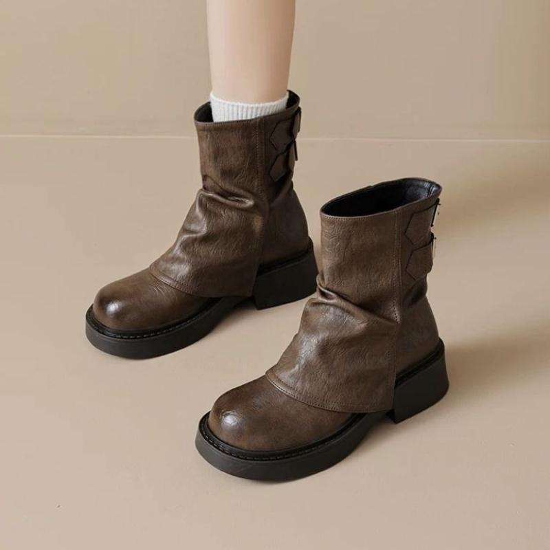 Fashion Booties Height Increasing Spring Autumn Leather New In Woman Short Shoes Trend 2025 Chic and Elegant Pu 39 Ankle Boots for Women