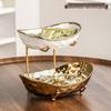 Elegant Multi-Layer Ceramic Fruit Bowl with Electroplating - High-Value Dried Fruit Storage Rack