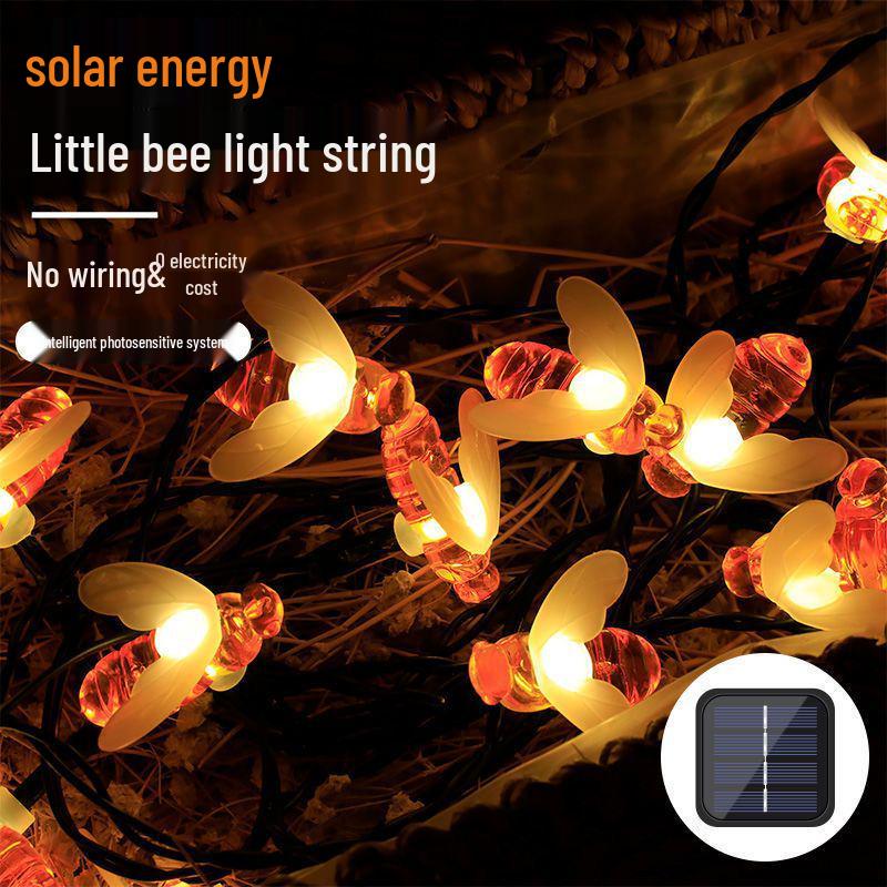 

Светодиодные гирлянды в виде пчел, меняющие цвет, на солнечной батарее для украшения сада и балкона 1.5m steady battery box