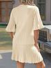 Completo estivo da donna a costine due pezzi: top a mezza manica e gonna plissettata