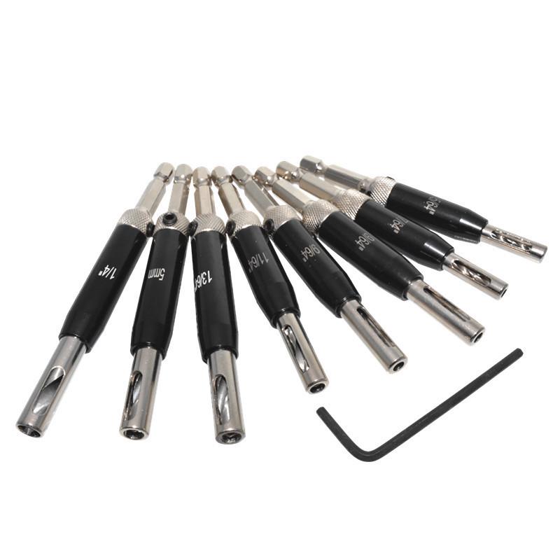 Black & White Hex Shank Woodworking Hinge Positioning Drill Bit Set