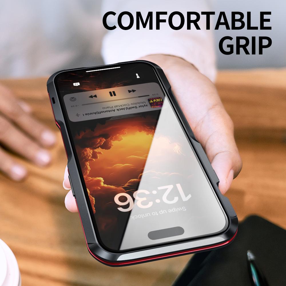 Carcasă Armor pentru iPhone 15 14 Pro Max 14 15 Plus 14 Pro, rezistentă la șocuri, cu cadru metalic, bara de protecție, neregulată, din aluminiu