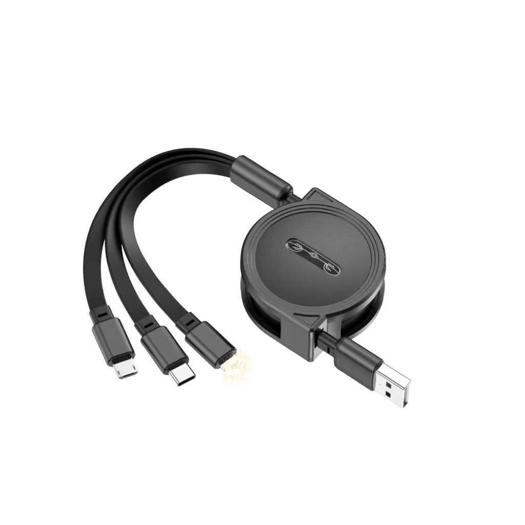 

3 в 1 USB-кабель для быстрой зарядки Кабель USB Type C для iPhone Samsung Huawei Xiaomi Micro USB Lightning Cable Зарядное устройство 3in1 чёрный