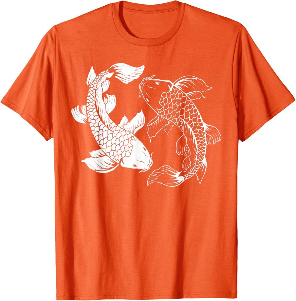 Yinyang Japanese Koi Tshirt Interesting Pattern Print Fashion Casual Short Sleeve Round Neck Breathable Neutral Gift Clothing